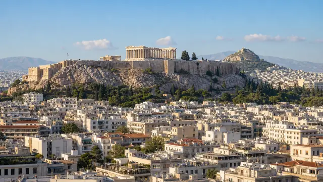 Illustrated city view of Athens