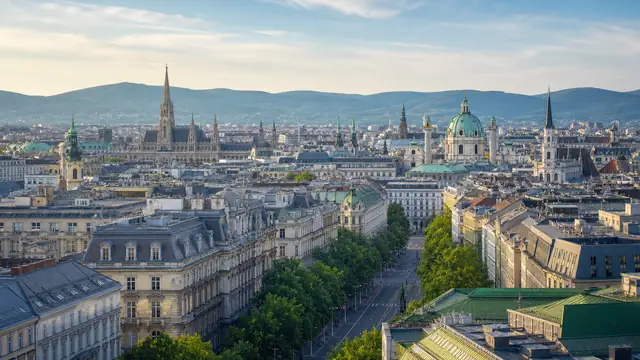 Illustrated city view of Vienna